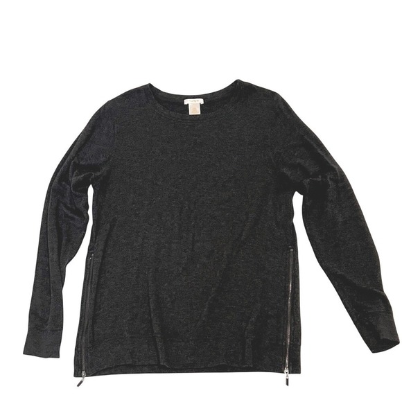Matty M Tops - Matty‎ M Sweatshirt Women Medium Gray Side Zip Long Sleeve Rayon Blend MK6134